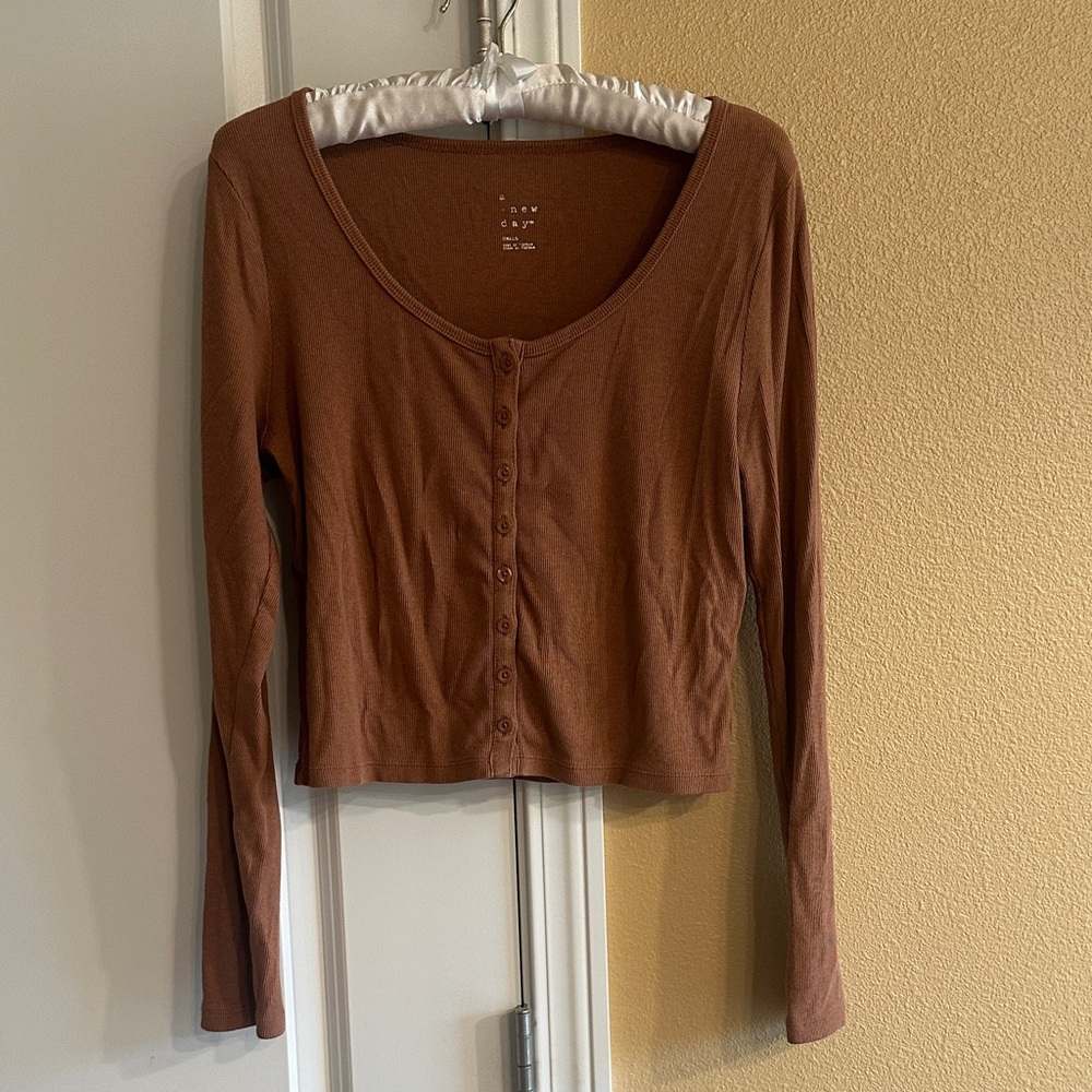 Women's Brown Long Sleeve Top